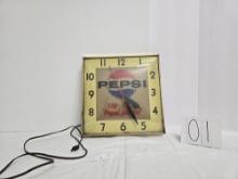 Working Square Pepsi Say "pepsi Please" Light Up (15 Watt Max) Electric Analog Clock
