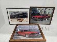 Lot Of 3 Framed Boss 302 And Boss 429 And 1965 Mustang Gt