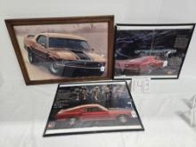 Lot Of 3 Framed Mustang Mach I & Grande With 2 Screw Holes And Mach I And Boss 302