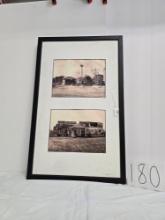 Framed Pictures Of 2 Texaco Filling Stationsgood Condition
