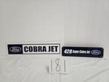 Set Of 2 Signs Ford Cobra Jet Metal And 428 Super Cobra Jet Ford Like New