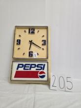 Plastic Battery Operated Pepsi Clock Fair Condition