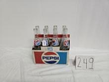 8 Longneck Pepsi Bottles In Carrier