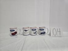 4 Ceramic Mustang Coffee Mugs Commemorating Different Years