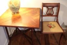 Wooden Square Drop Leaf Table and Chair