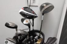 Assorted clubs and bag