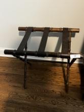 Wood Suitcase Rack with Leather Straps