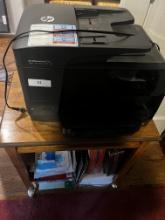 HP 8710 Printer, Wood Table and Office/Printing Contents.