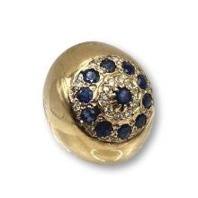 Huge 14K Gold Ring with Sapphires and Diamonds
