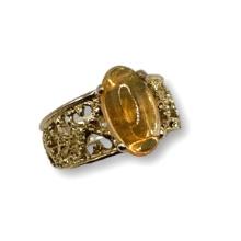 14K Gold Fire Opal Brutalist Ring