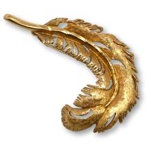 Vintage 14K Gold Feather Pin Brooch