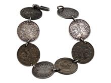 Sterling Silver Threepence Coin Bracelet - 1921,1919,1917,1898,1925,1919,194?