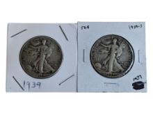 Lot of 2 Walking Liberty Half Dollars - 1939 & 1939-S