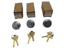 Lot of 3 Schlage Cylinder Deadbold Locks and Keys