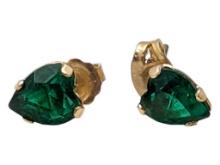 Heart Studs with Green Gemstone