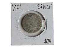 1901 Barber Silver Quarter