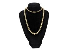 Long Ladies Vintage Necklace 14k Gold Clasp - Pearls?
