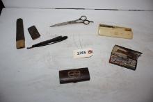 Barber kit-straight razor, scissors, comb