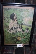Framed puzzle-English setter with pups