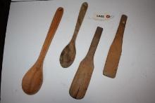 Group nice wooden kitchen utensils, handmade