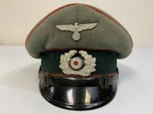 WWII GERMAN ARMY ARTILLERY NCO OFFICER VISOR HAT CAP