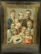 ANTIQUE IMPERIAL GERMAN IMPERIAL FAMILY FRAMED PORTRAIT LITHOGRAPH