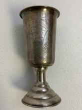 JUDAICA 800 SILVER ANTIQUE JEWISH KIDDUSH CUP WITH INSCRIPTIONS