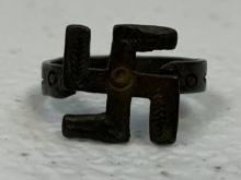 GERMANY THIRD REICH NAZI DECORATED SWASTIKA SMALL SIZE RING