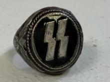 800 SILVER AND ENAMELS GERMAN SS RUNES RING