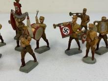 GERMAN NAZI PERIOD LINEOL / ELASTOLIN TOY SOLDIERS SA BROWN SHIRT BAND LOT OF 15