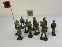 GERMAN NAZI PERIOD LINEOL / ELASTOLIN TOY SOLDIERS ARMY GROUP LOT OF 10