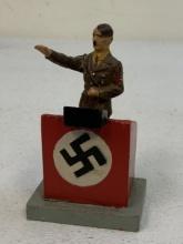 GERMAN NAZI PERIOD LINEOL / ELASTOLIN TOY SOLDIER FUHRER ADOLF HITLER WITH PODIUM