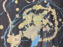 CRYSTAL SHELVEN "BLUE ATOM" ACRYLIC PAINTING ON CANVAS ORIGINAL ARTWORK