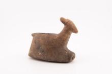 A 3-1/4" Mississippian Period, Zoomorphic Deer Pipe.