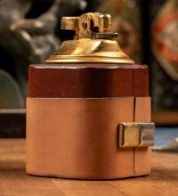 Mid Century Leather Wrapped Block Lighter