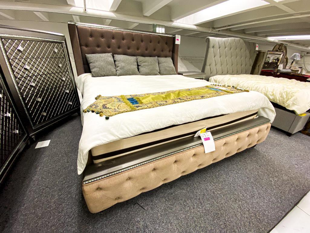 King bed with jewel designs (Headboard, Footboard, Rails)