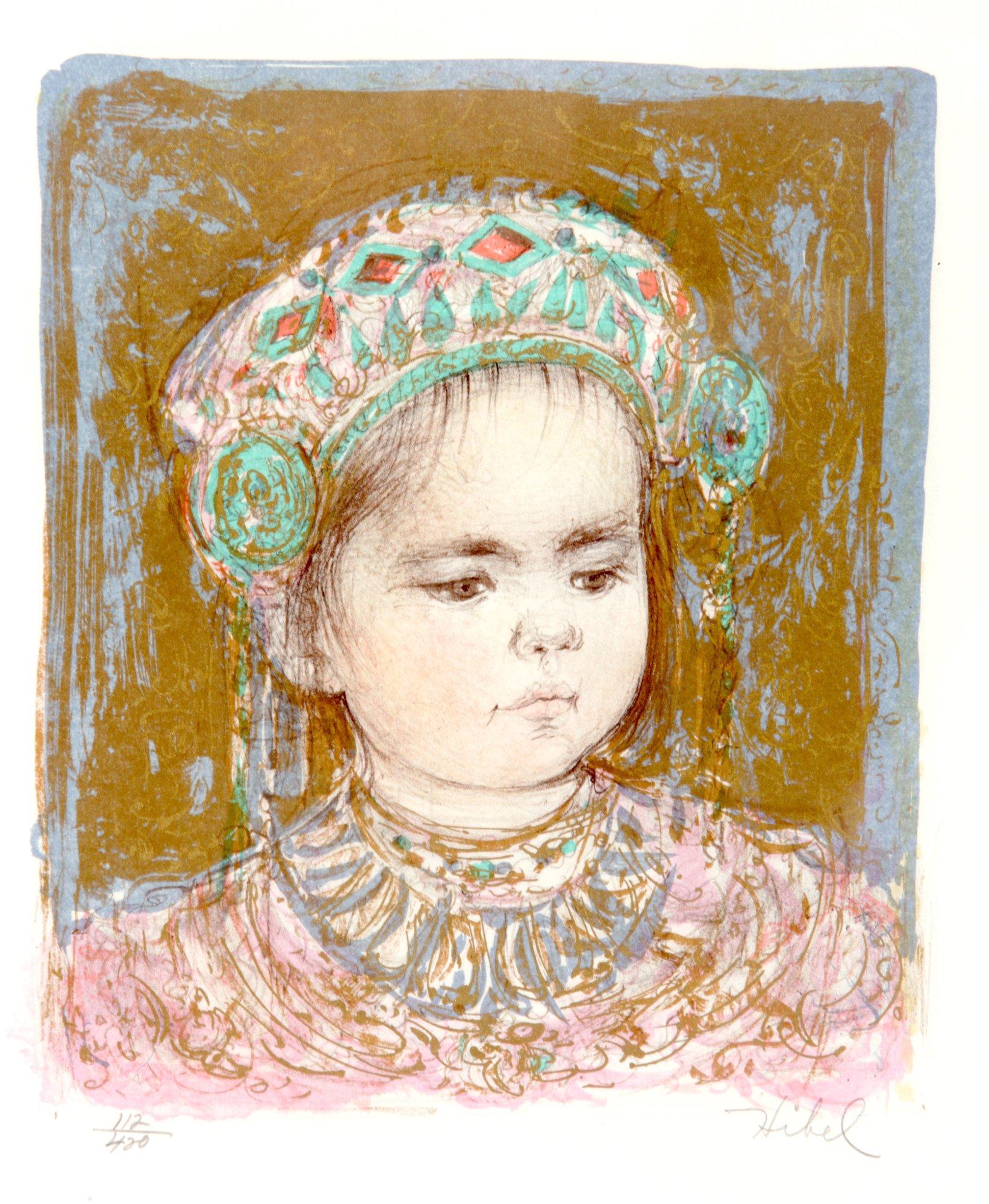 Framed Edna Hibel Child Of Thailand Pencil Signed Edition 112/420