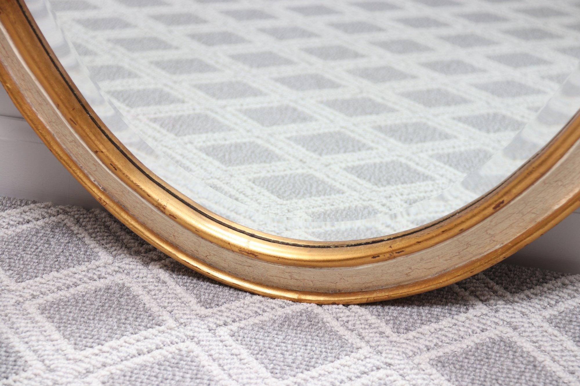 Oval Gold Painted Wall Mirror With Bow Finial