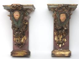 19th Century  Hand Carved Putti Wall Shelves