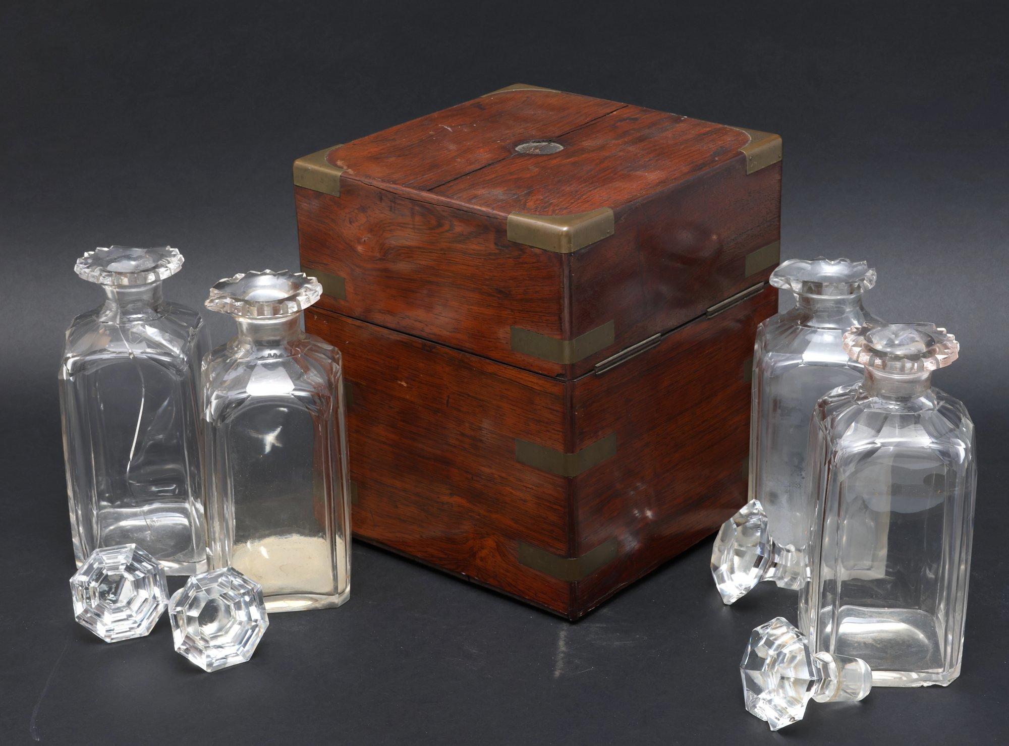 Wooden Case With Decanters Inside