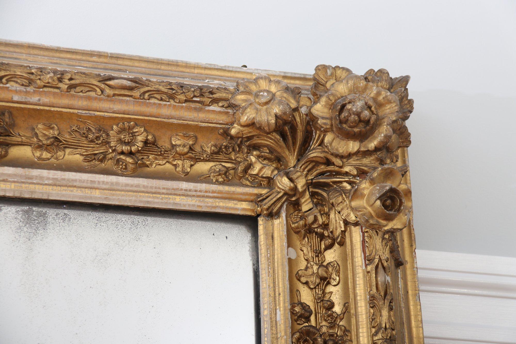 Large Gold Paint Framed 19th Century Floor Mirror