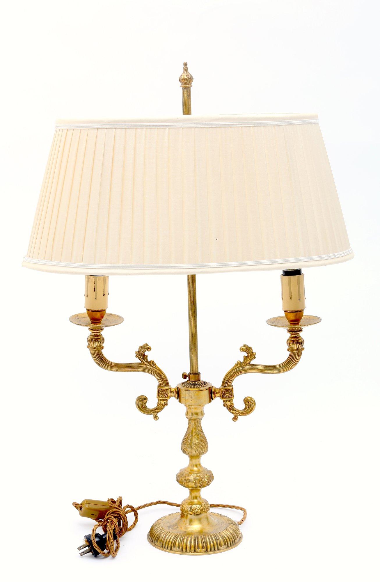 Louis XV Style Bronze Bouillotte Lamp With Tole Shade