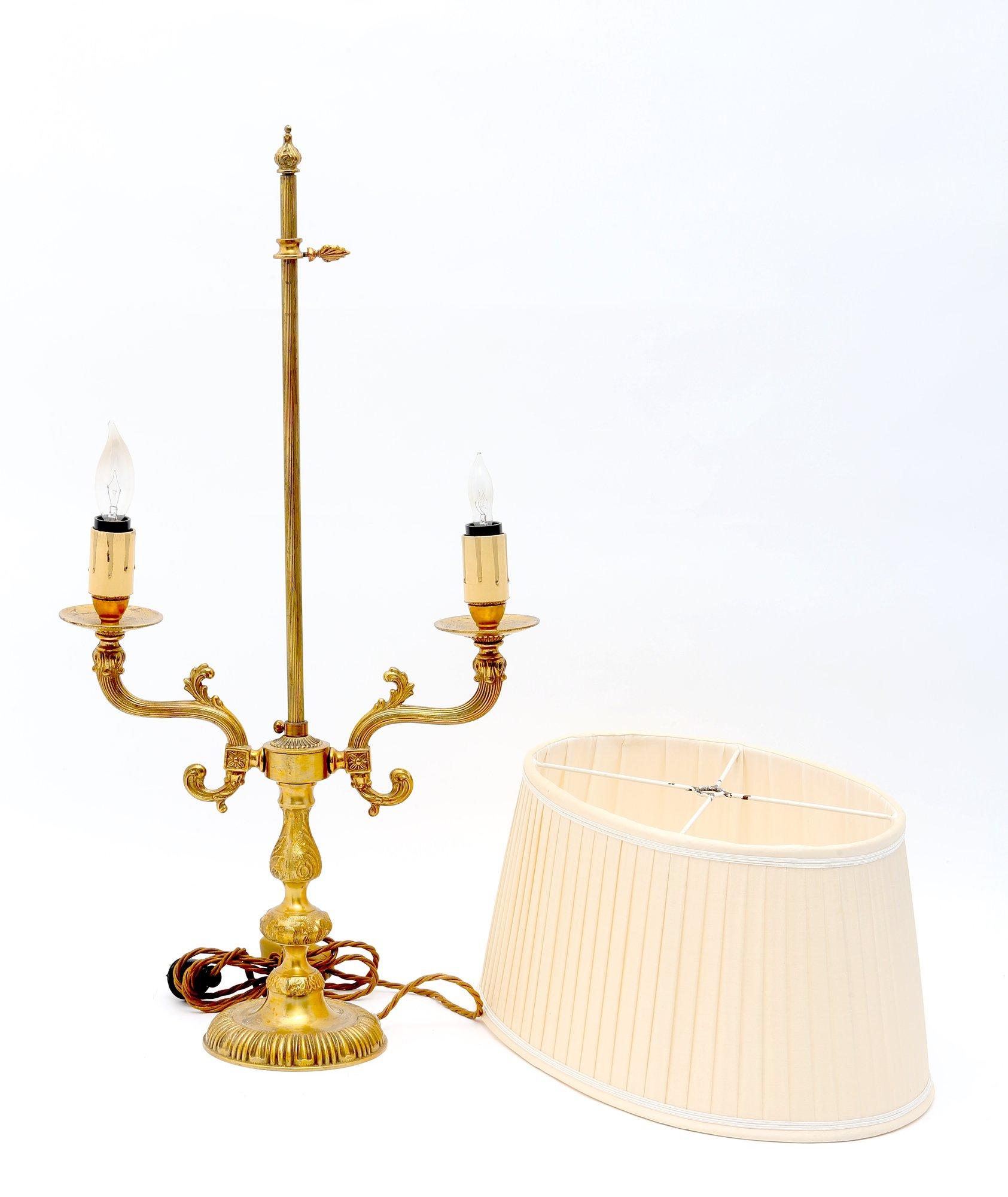Louis XV Style Bronze Bouillotte Lamp With Tole Shade