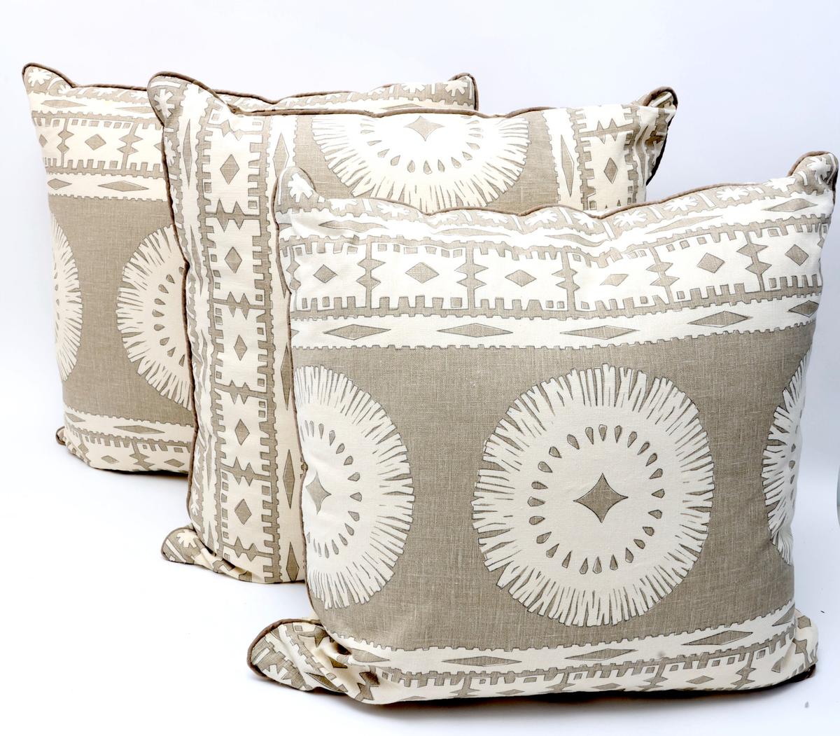 Tribal Organic Printed Linen Throw Pillows