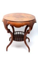 Round Top Inlaid Walnut Occasional Table