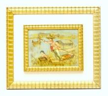 Double Framed Edna Hibel Lithograph Sampan Signed By Artist Edition 43