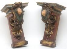 19th Century  Hand Carved Putti Wall Shelves