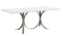 Manhattan Rectangular Dining Table With Antique Silver Base And Almond Top