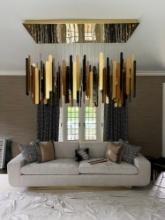 House Of Clement Brass And Smoked Lucite Custom Designer Chandelier