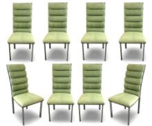 Jay Specter Chrome Frame With Green Leather Seat Dining Chairs - A Set Of 8